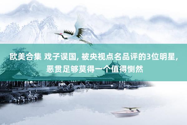 欧美合集 戏子误国， 被央视点名品评的3位明星， 恶贯足够莫得一个值得恻然
