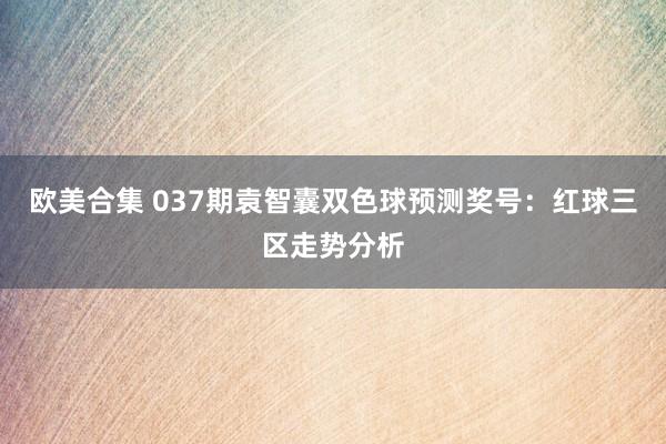 欧美合集 037期袁智囊双色球预测奖号：红球三区走势分析