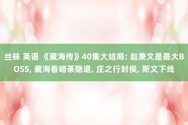 丝袜 英语 《藏海传》40集大结局: 赵秉文是最大BOSS， 藏海香暗荼隐退， 庄之行封侯， 斯文下线
